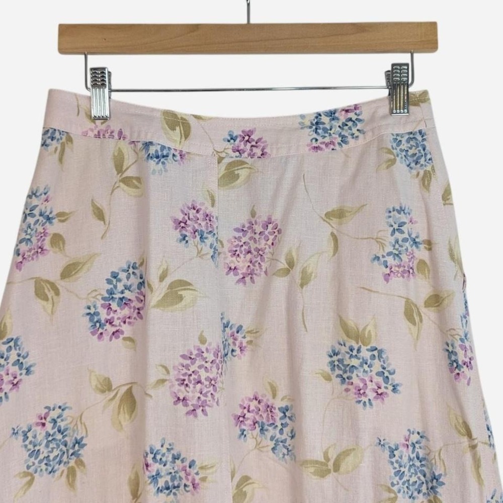 Vintage Liz Claiborne Lizwear Hydrangea Linen Midi Skirt Size 8 - Picture 5 of 6